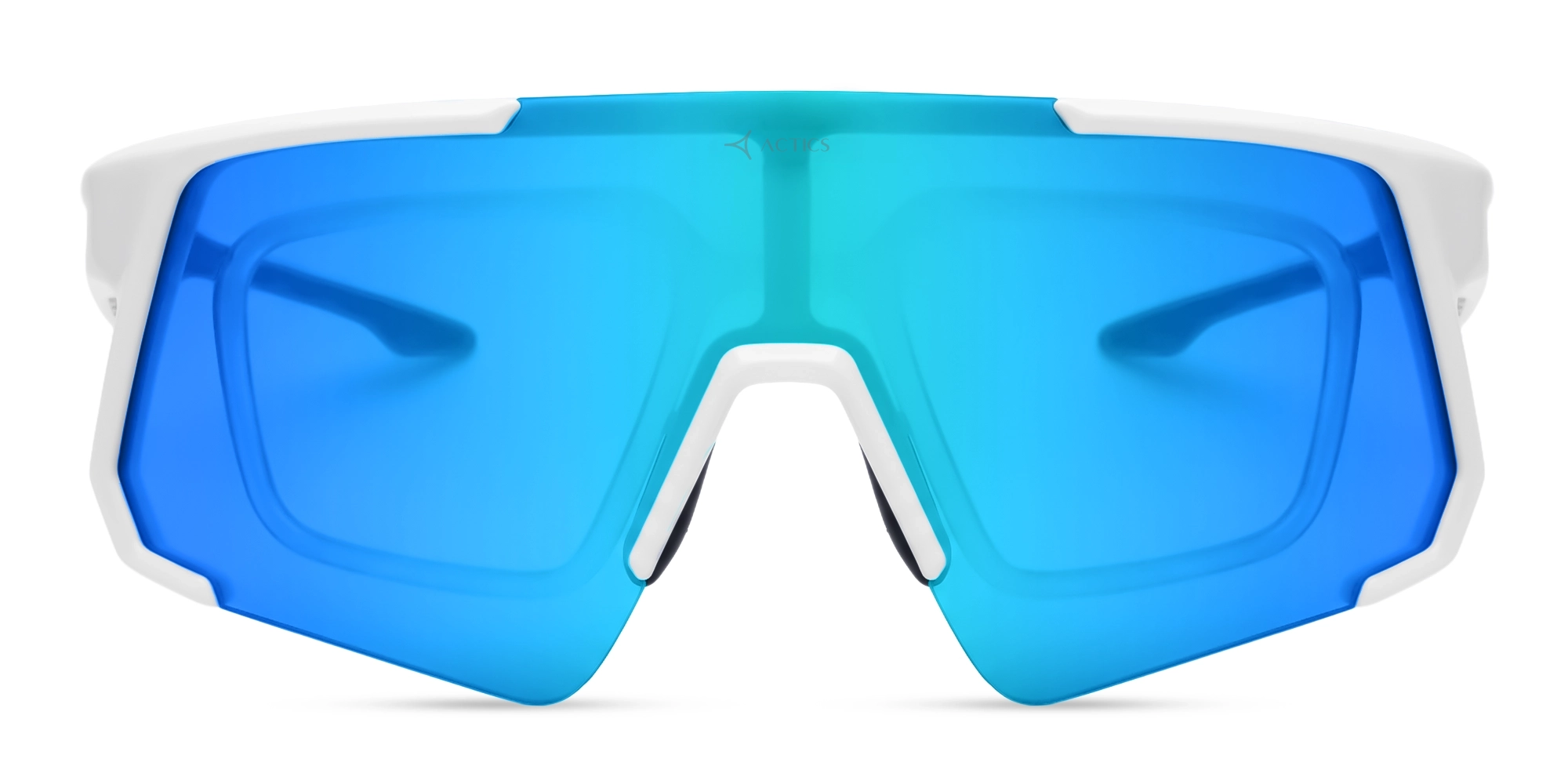 Shiny White Half-Rim Cylindrical Sports Sunglasses-7