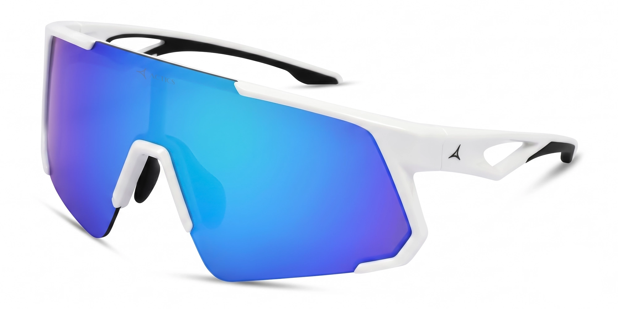 Shiny White Half-Rim Cylindrical Sports Sunglasses-7