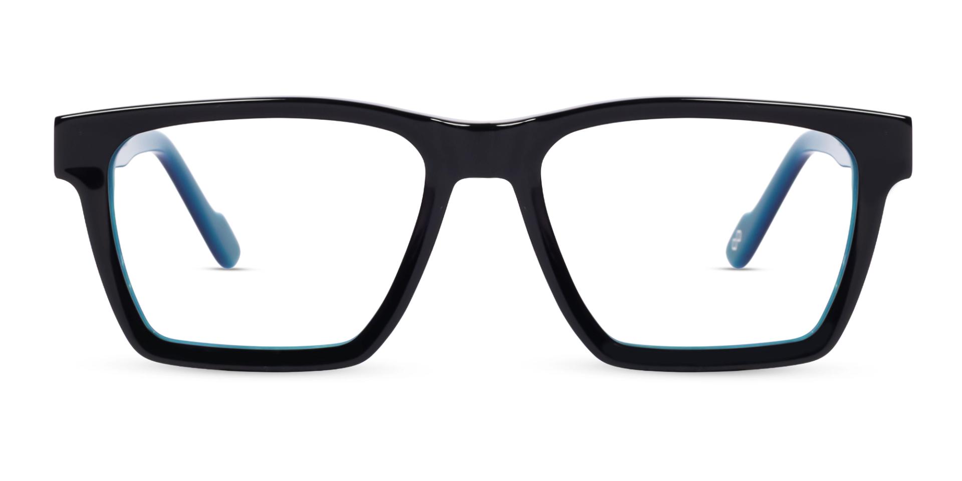 Black & Blue Square Acetate Fullrim Glasses Black & Blue Square Acetate Fullrim Glasses