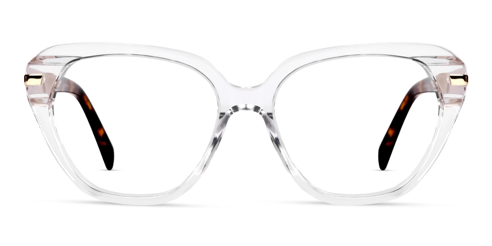 Crystal Clear Acetate Geometric Cateye Glasses