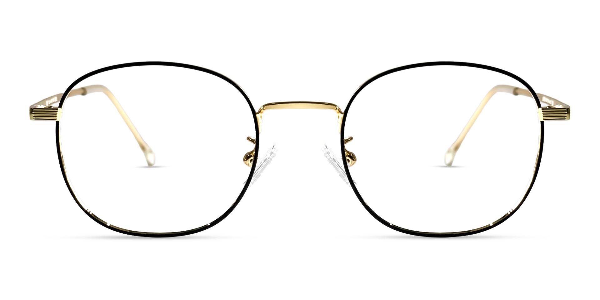 Small Black & Gold Round Full-rim Glasses-1 Small Black & Gold Round Full-rim Glasses-1