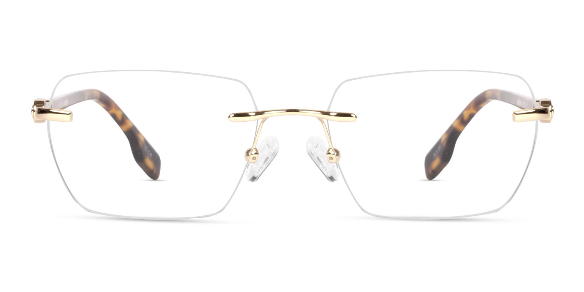 Gold Tortoise Rimless Metal Eyeglasses with Nose Pad Gold Tortoise Rimless Metal Eyeglasses with Nose Pad