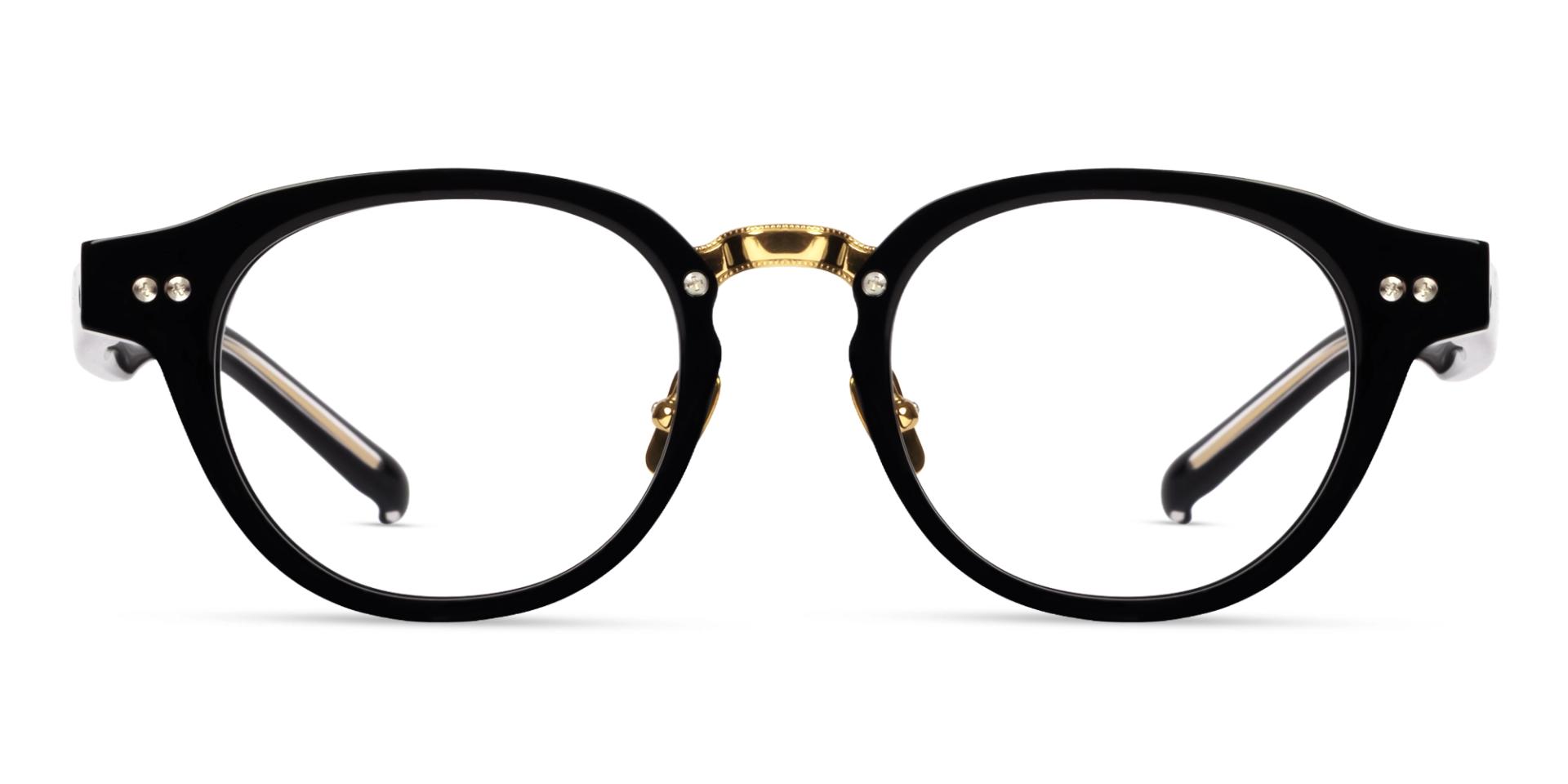 Black Oval Acetate Fullrim Glasses With Nose Pad Black Oval Acetate Fullrim Glasses With Nose Pad