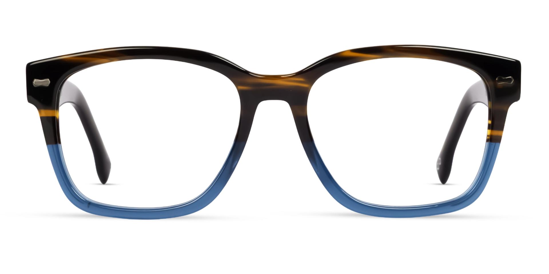 Brown Marble & Blue Square Fullrim Glasses
