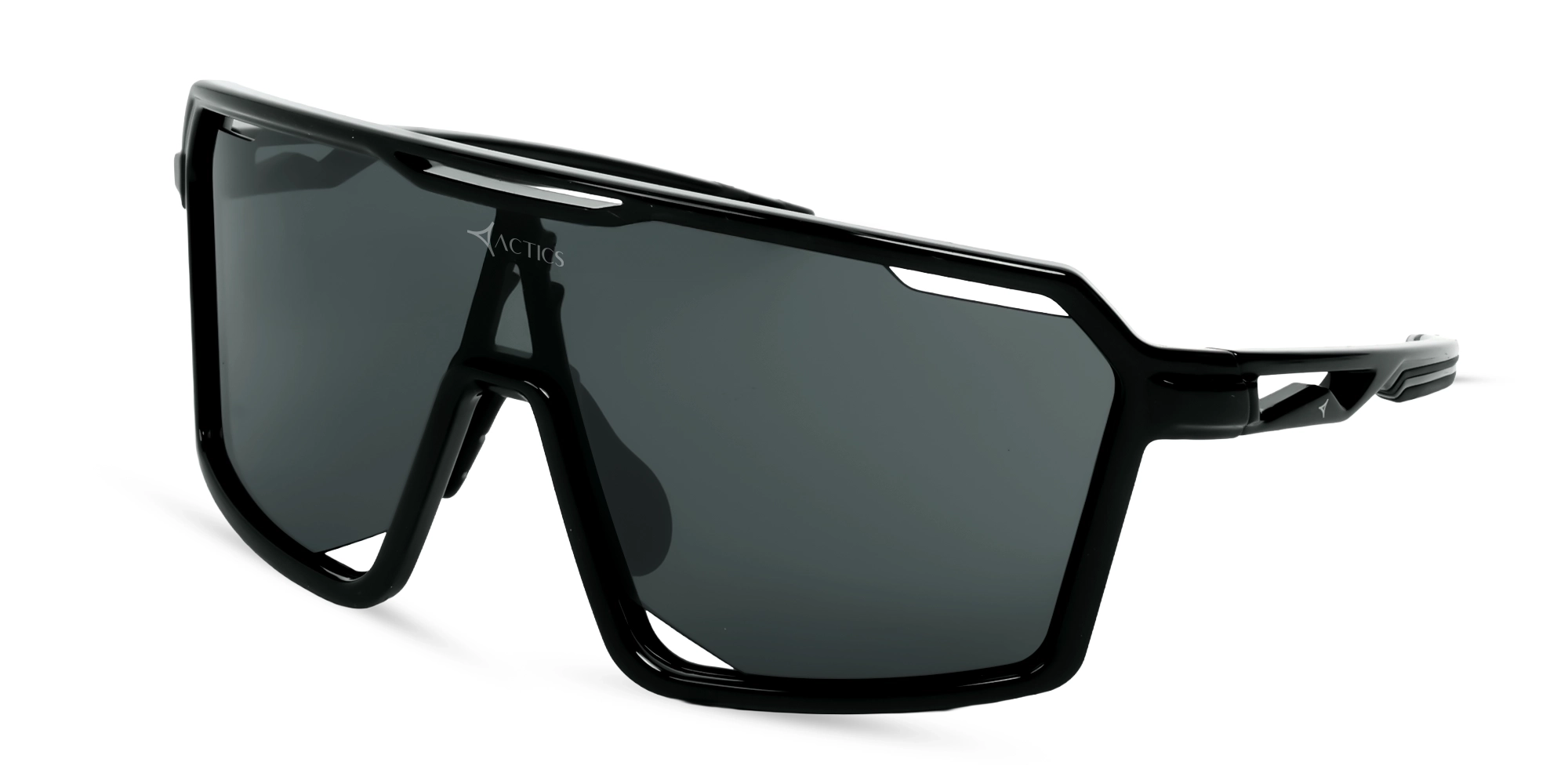 Shiny Black Frame Cylindrical Sports Sunglasses-3