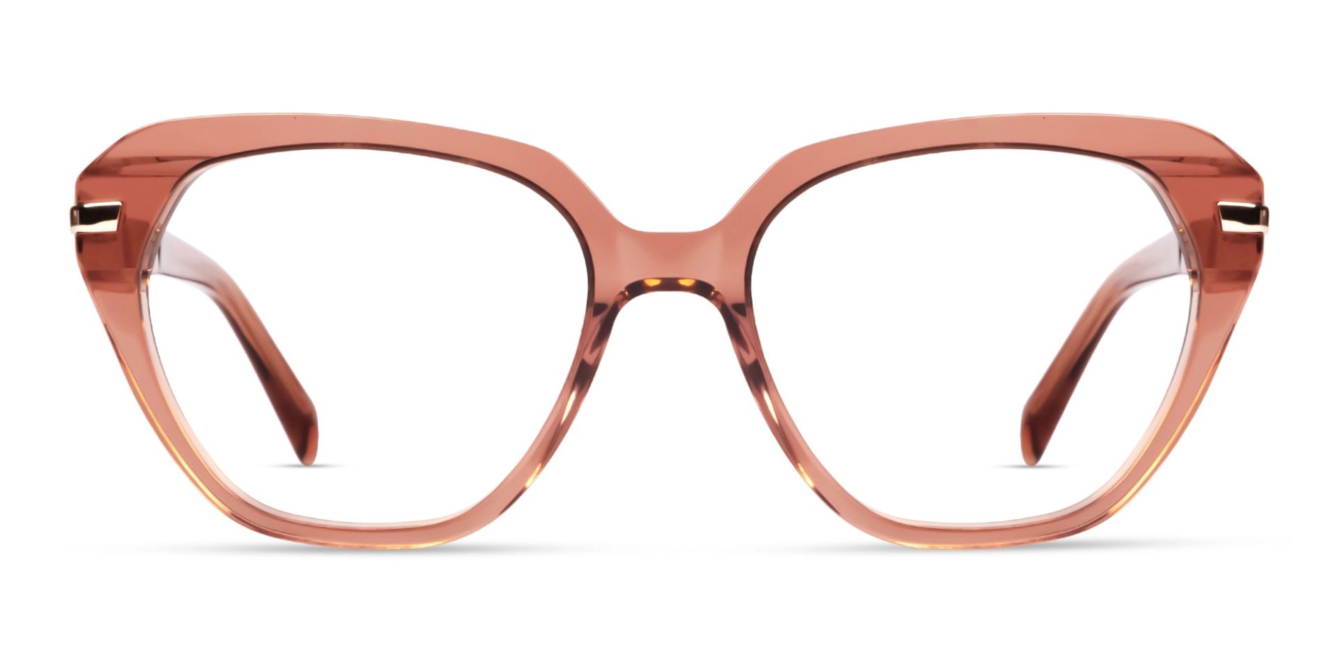 Crystal Rust Acetate Geometric Cateye Glasses