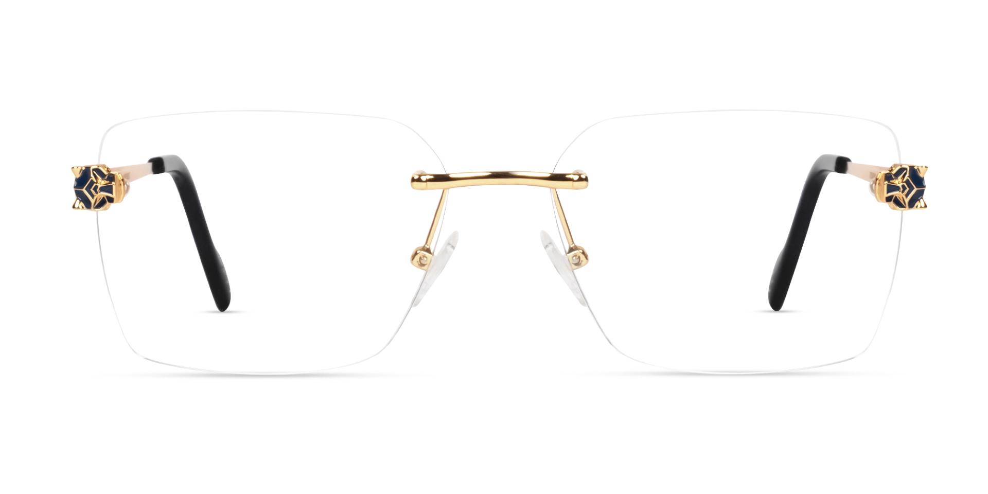 Champagne Gold Rimless Rectangular Glasses Champagne Gold Rimless Rectangular Glasses
