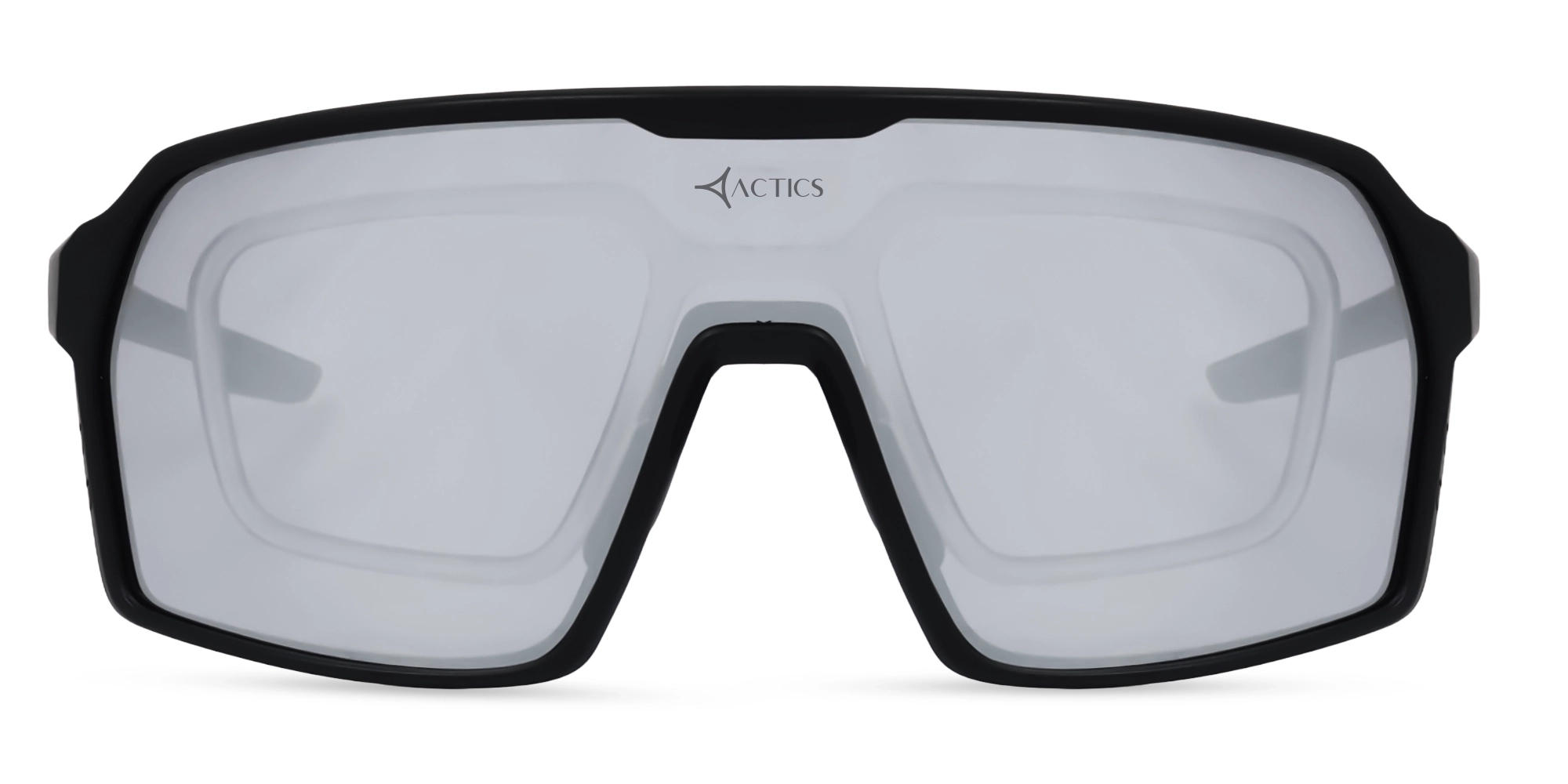 Matte Black Sports Sunglasses With Silver Mirrored Lenses-1 Matte Black Sports Sunglasses With Silver Mirrored Lenses-1