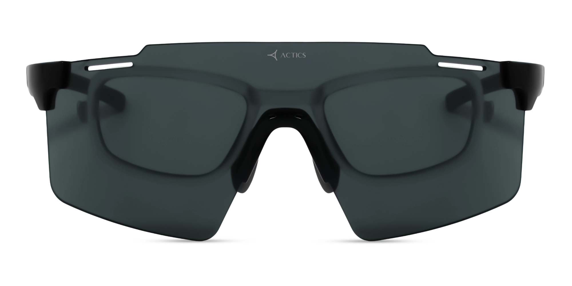 Shiny Black Rimless Dark Grey Lens Sports Sunglasses-7
