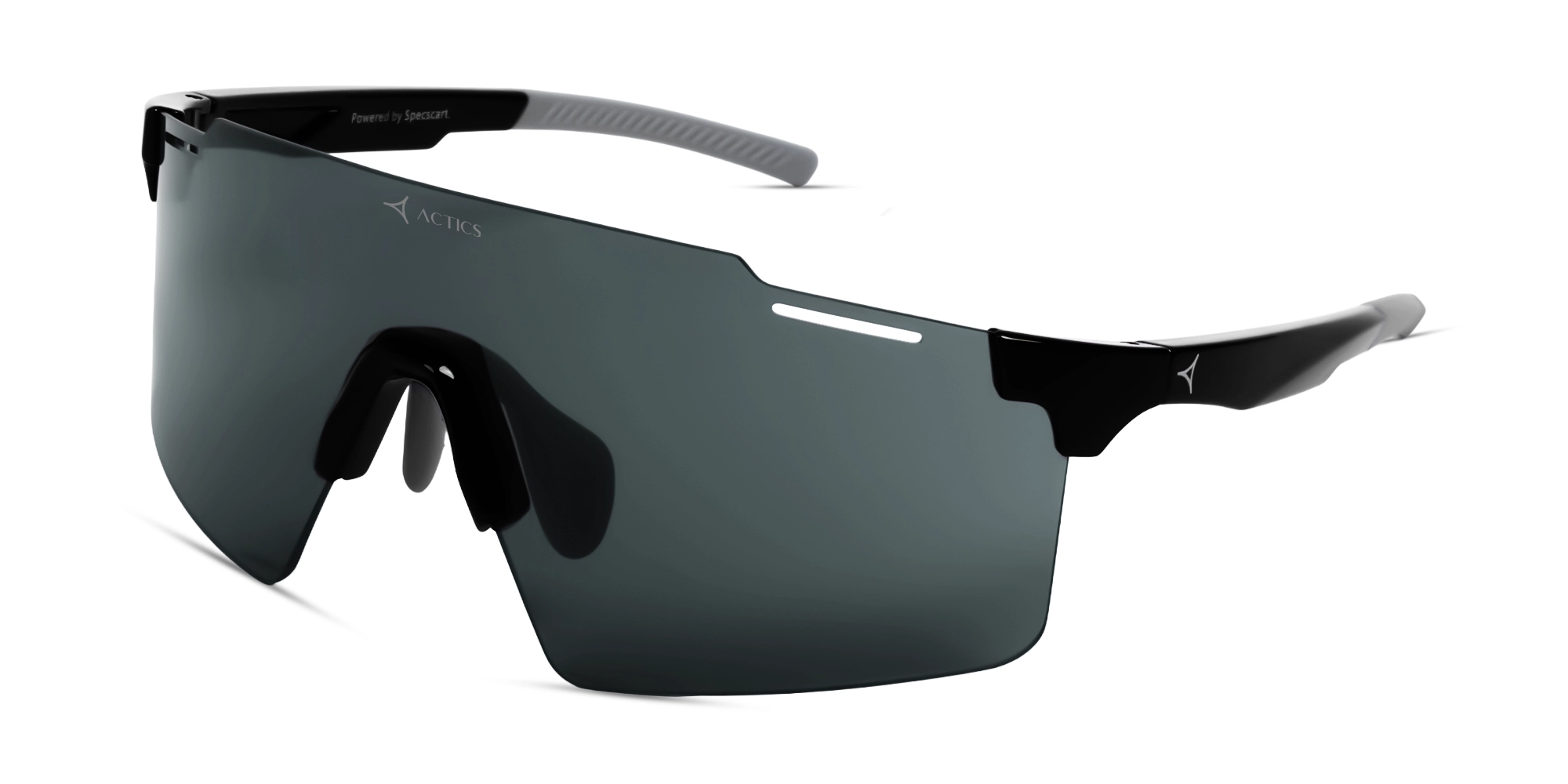 Shiny Black Rimless Dark Grey Lens Sports Sunglasses-7