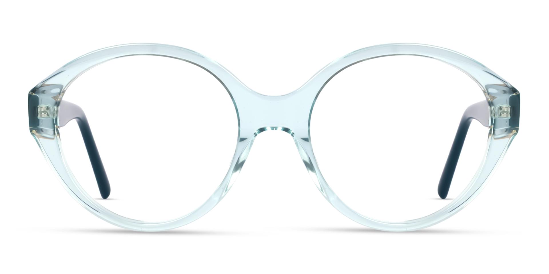 Crystal Blue Oval Fullrim Glasses With Spring Hinge