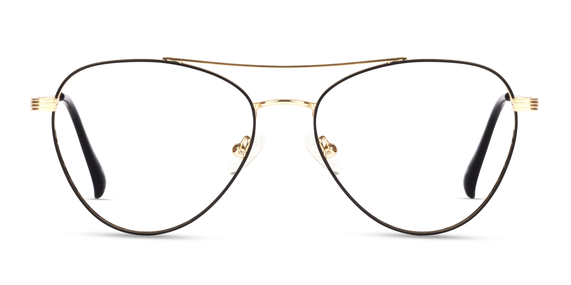 Champagne Gold & Black Pilot Metal Glasses-1