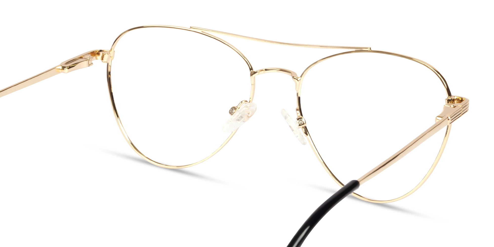 Champagne Gold & Black Pilot Metal Glasses-4