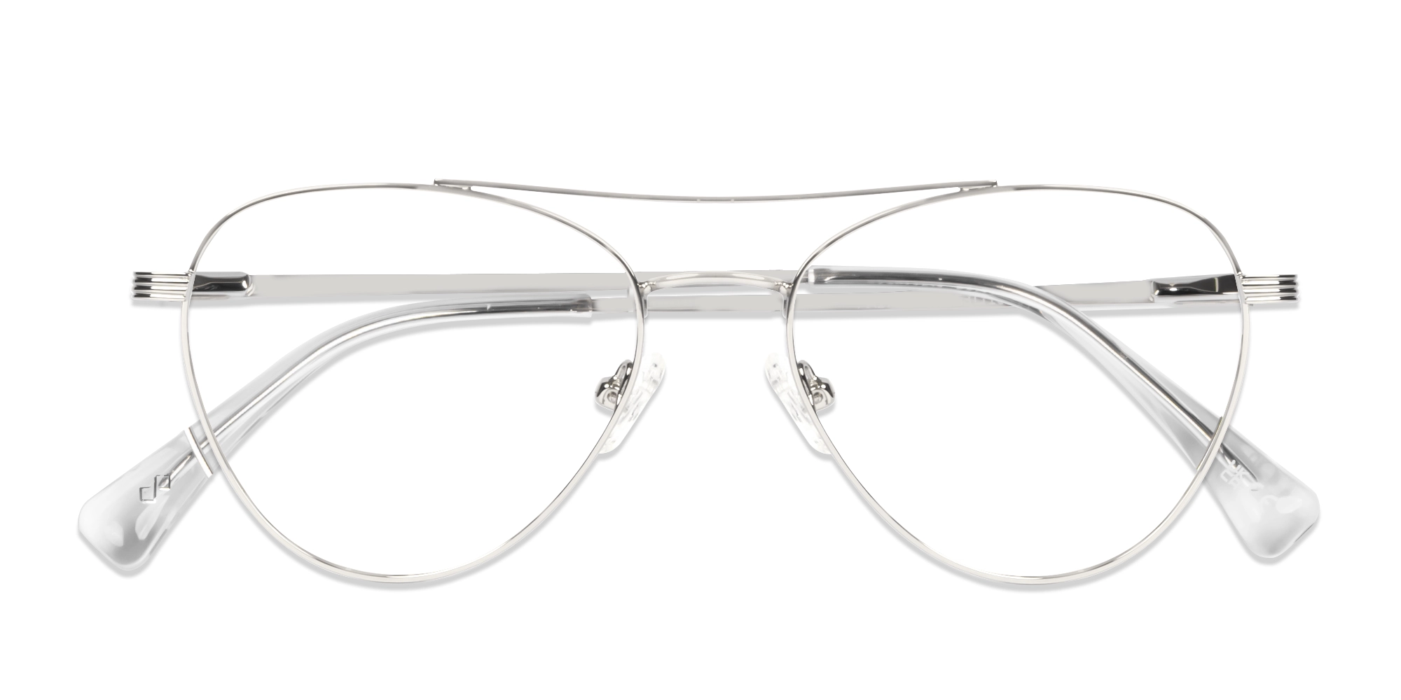 Silver Pilot Keyhole Bridge Metal Glasses-5