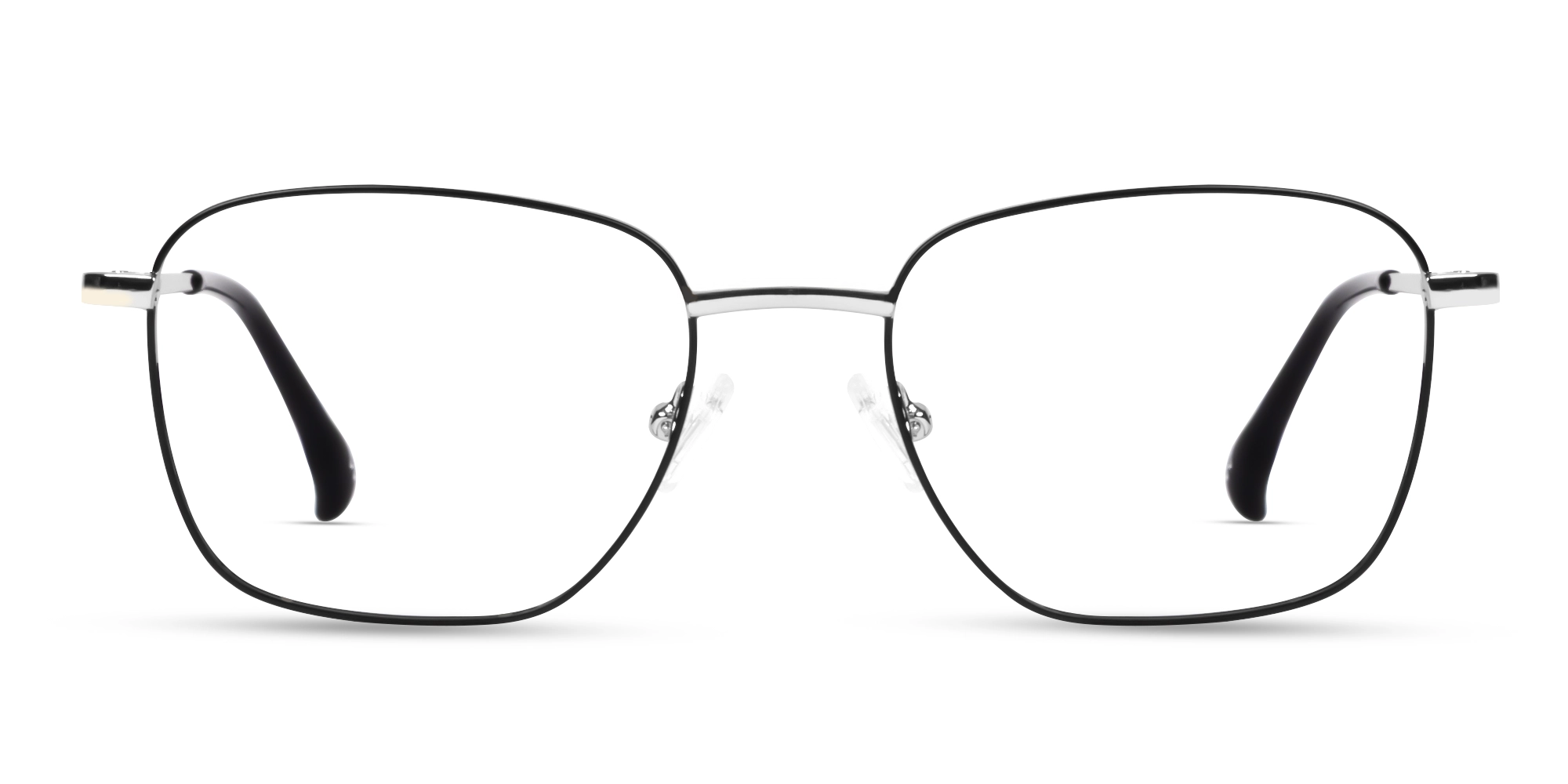 Black & Silver Square Metal Frame Glasses-1 Black & Silver Square Metal Frame Glasses-1