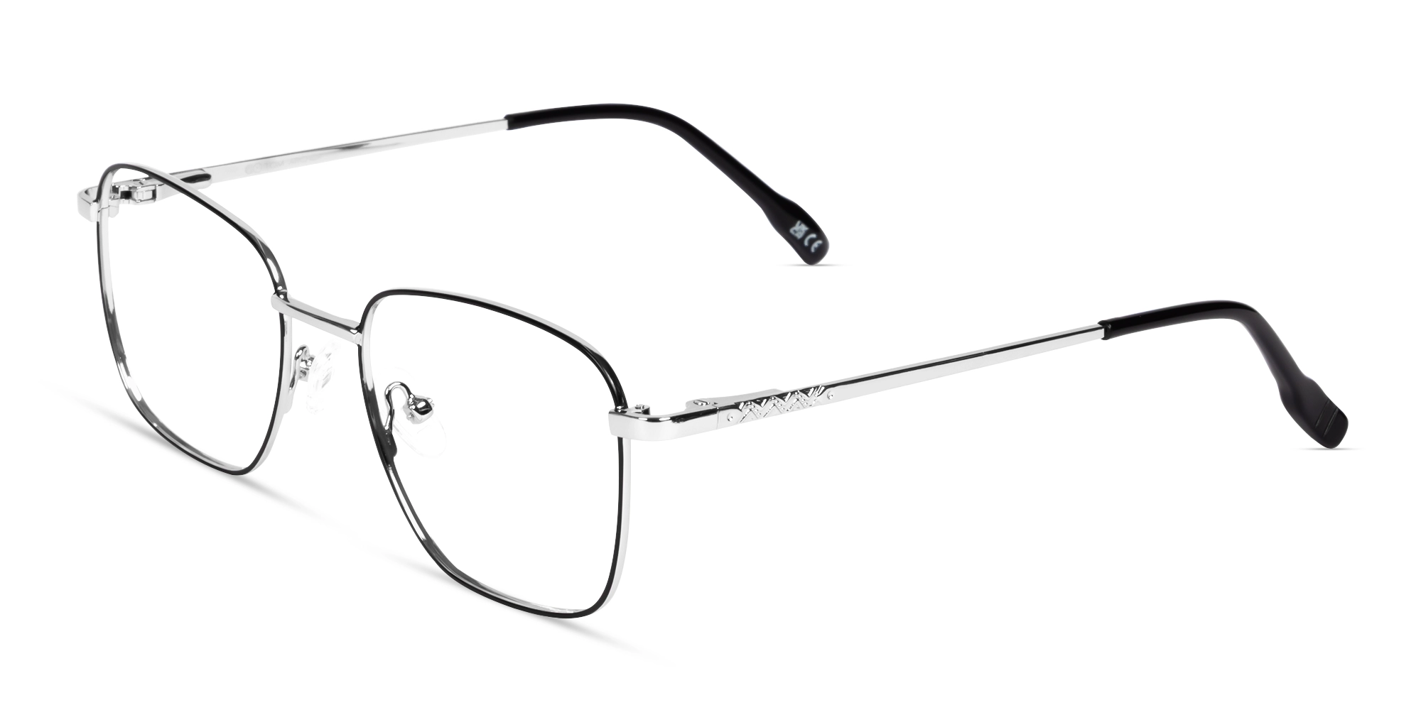 Black & Silver Square Metal Frame Glasses-2