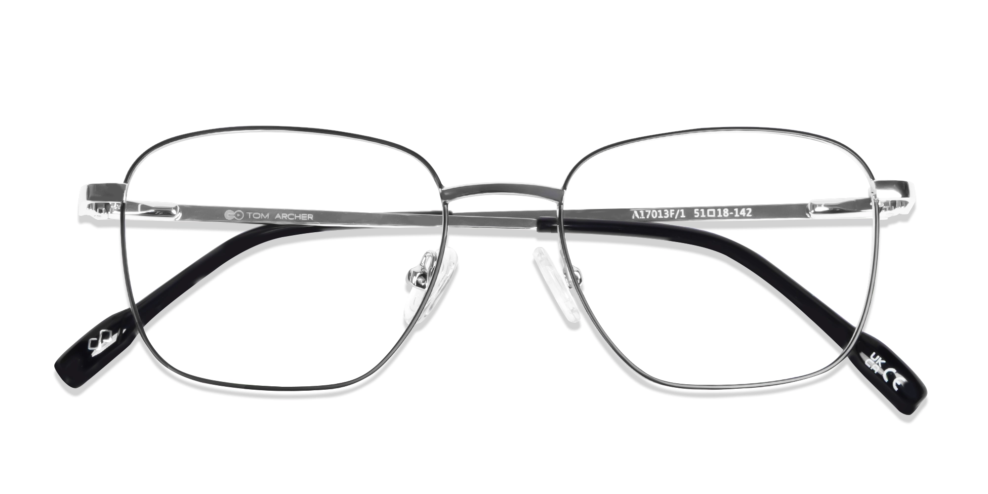 Black & Silver Square Metal Frame Glasses-5