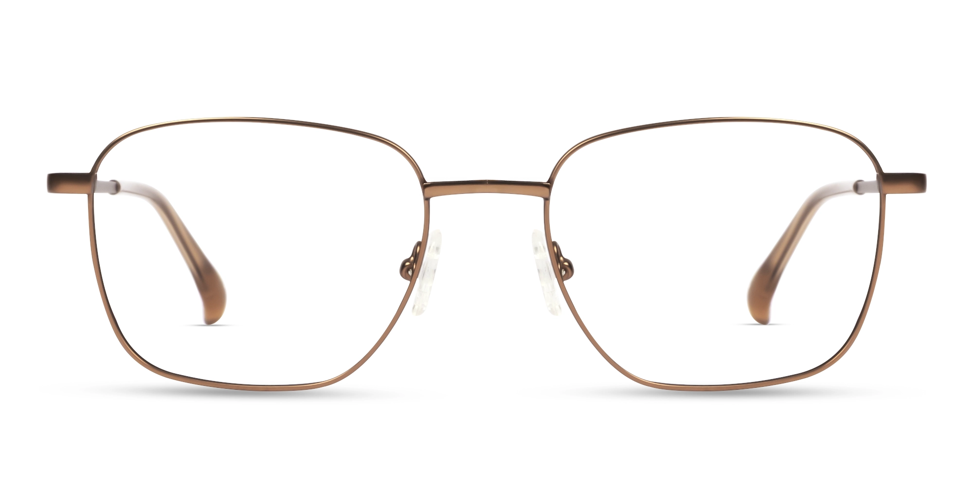 Copper Brown Square Metal Frame Glasses-1