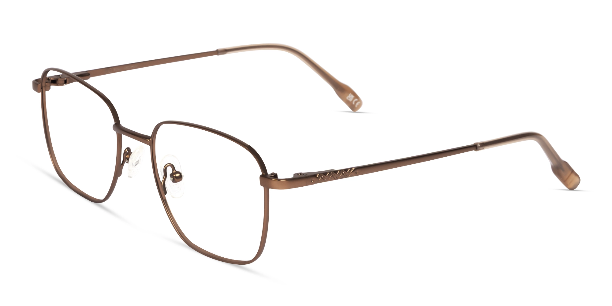 Copper Brown Square Metal Frame Glasses-2