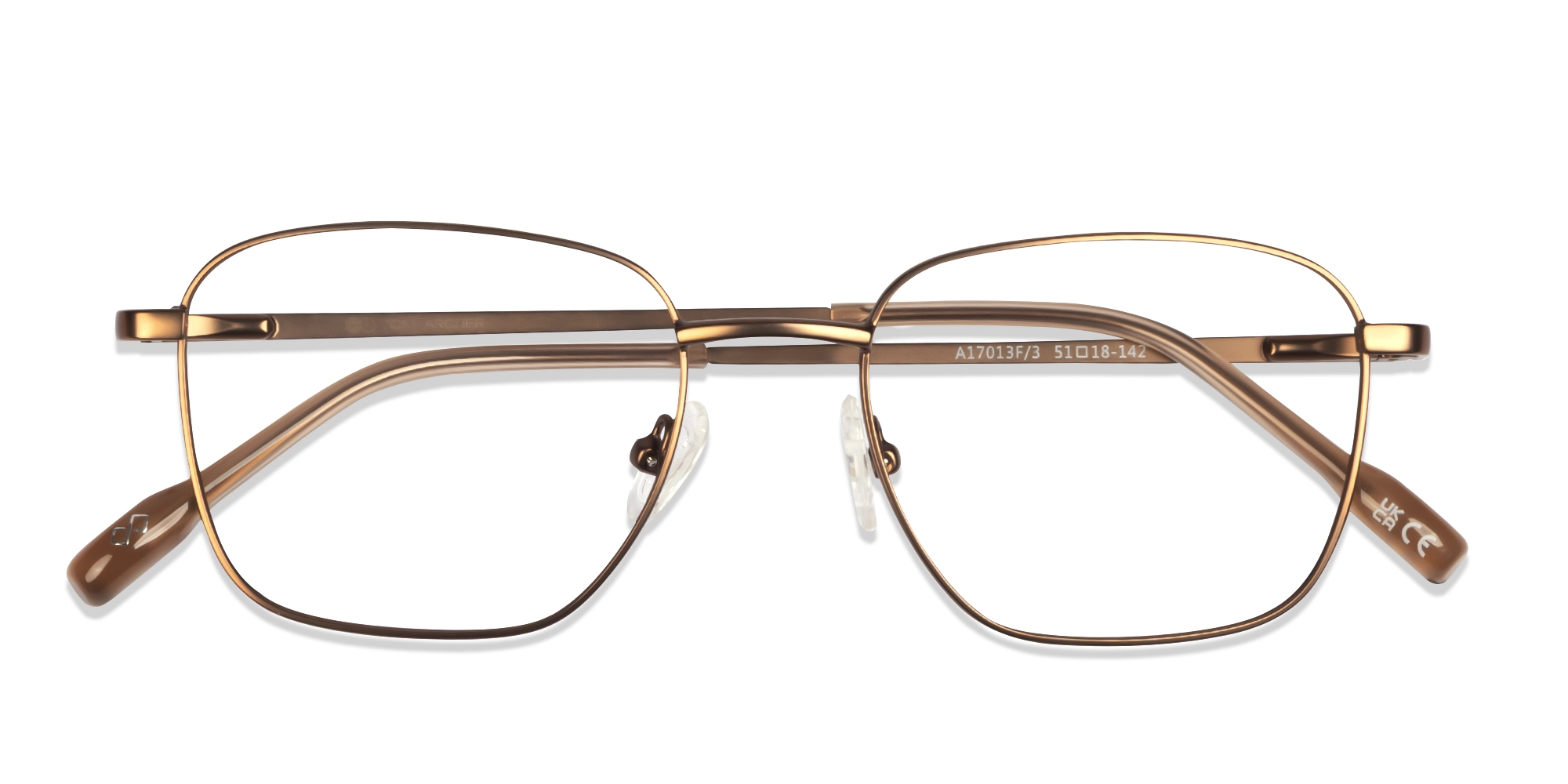 Copper Brown Square Metal Frame Glasses-5