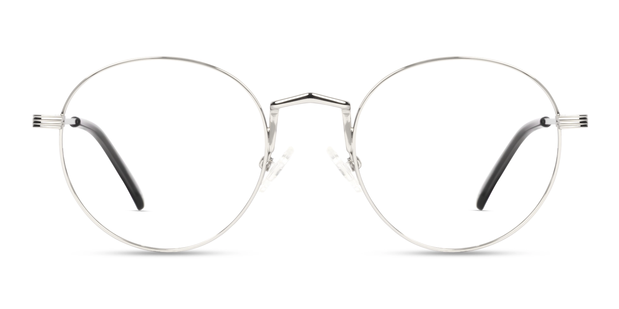 Silver Round Full Rim Keyhole Bridge Glasses-1