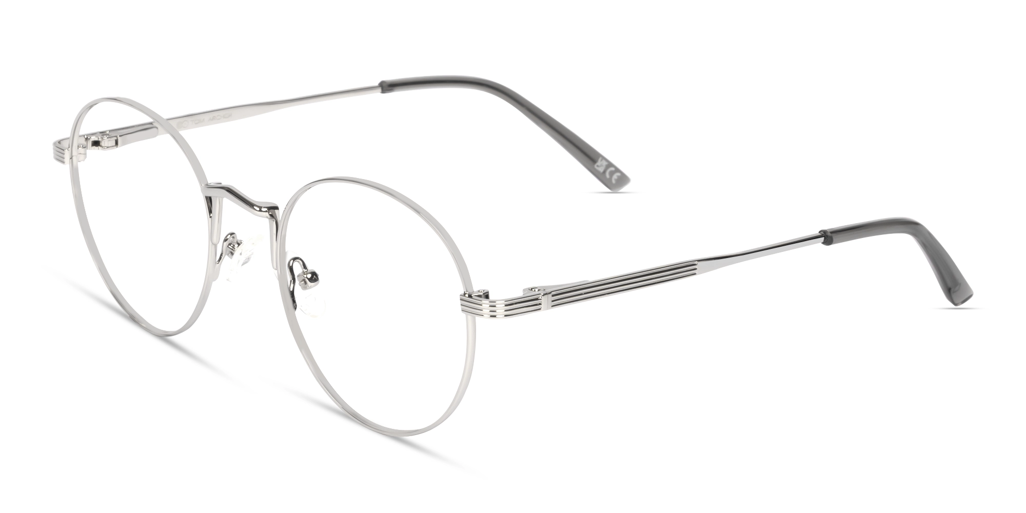 Silver Round Full Rim Keyhole Bridge Glasses-2