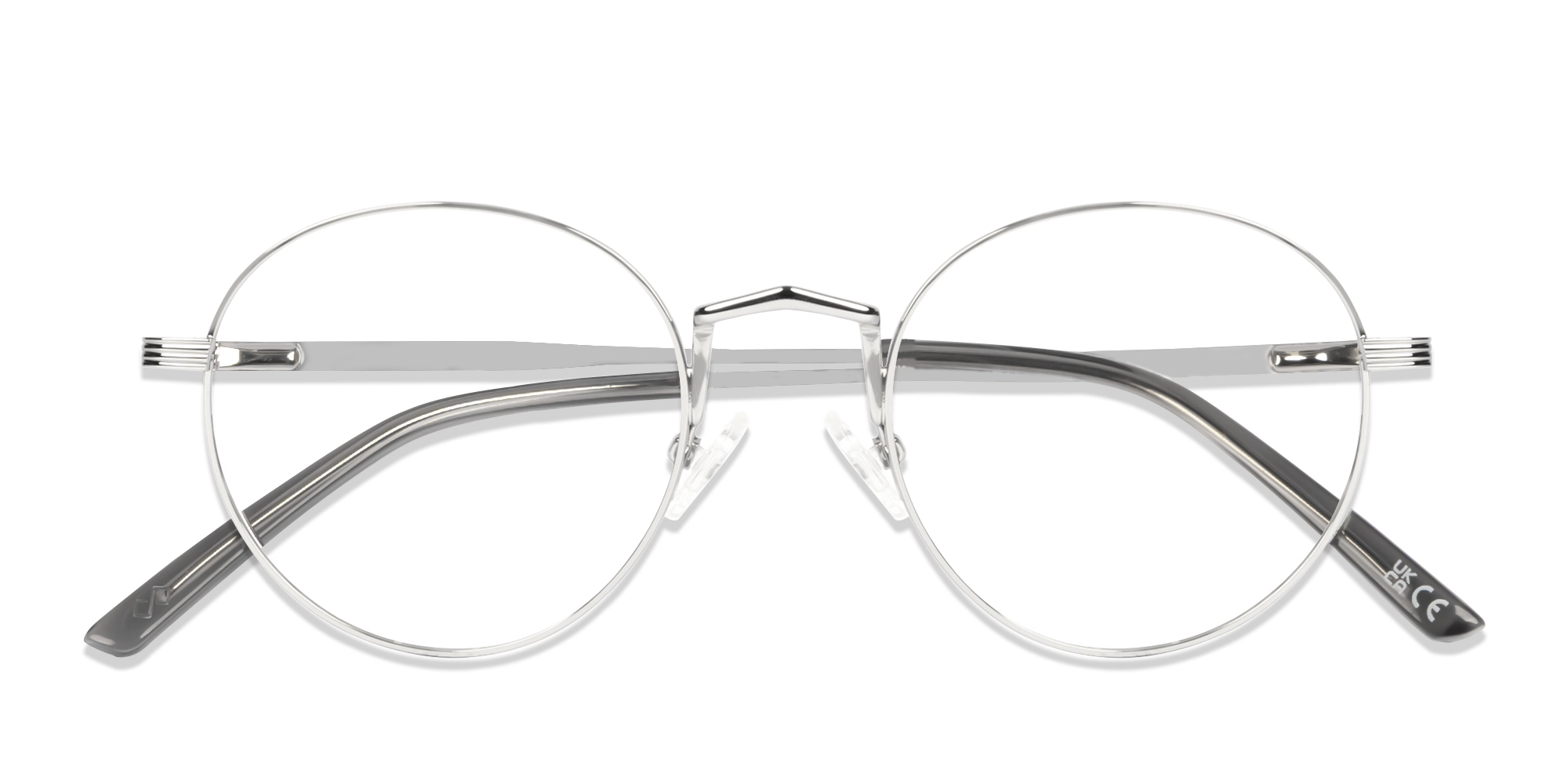 Silver Round Full Rim Keyhole Bridge Glasses-5