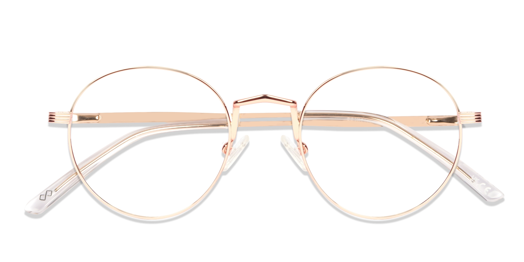 Champagne Gold Round Metal Fullrim Glasses-5