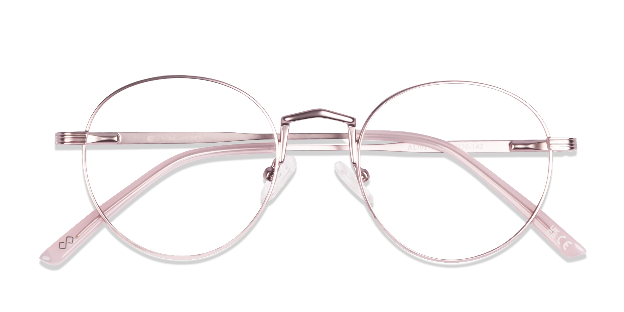 Matte Rose Gold Round Metal Glasses-5