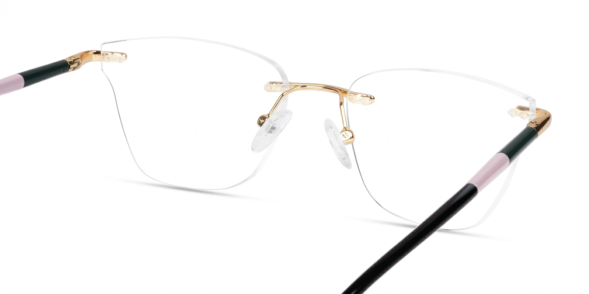 Gold Rimless Metal Cateye Glasses-5