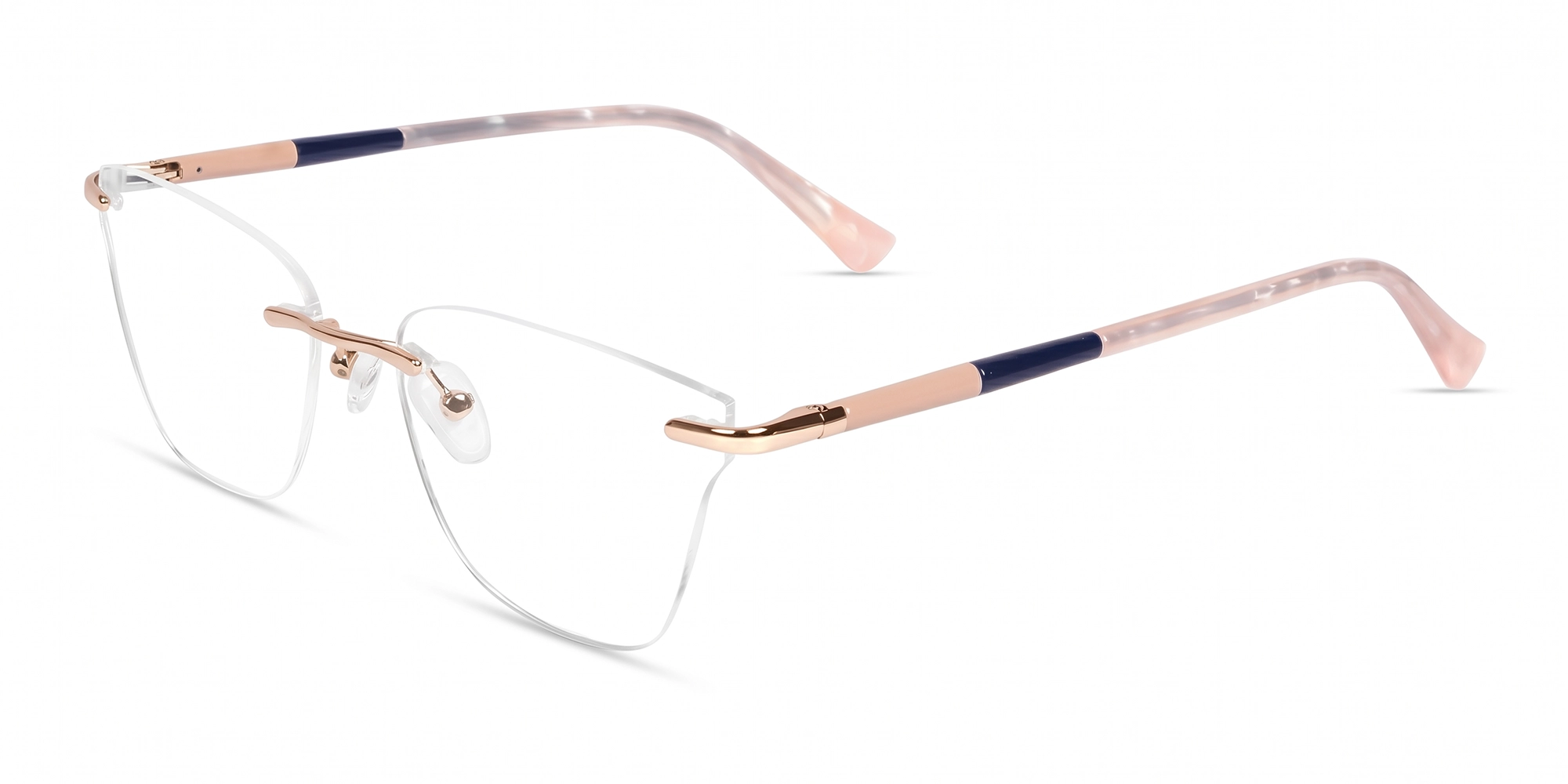 Rose Gold Rimless Metal Cateye Glasses-3 Rose Gold Rimless Metal Cateye Glasses-3