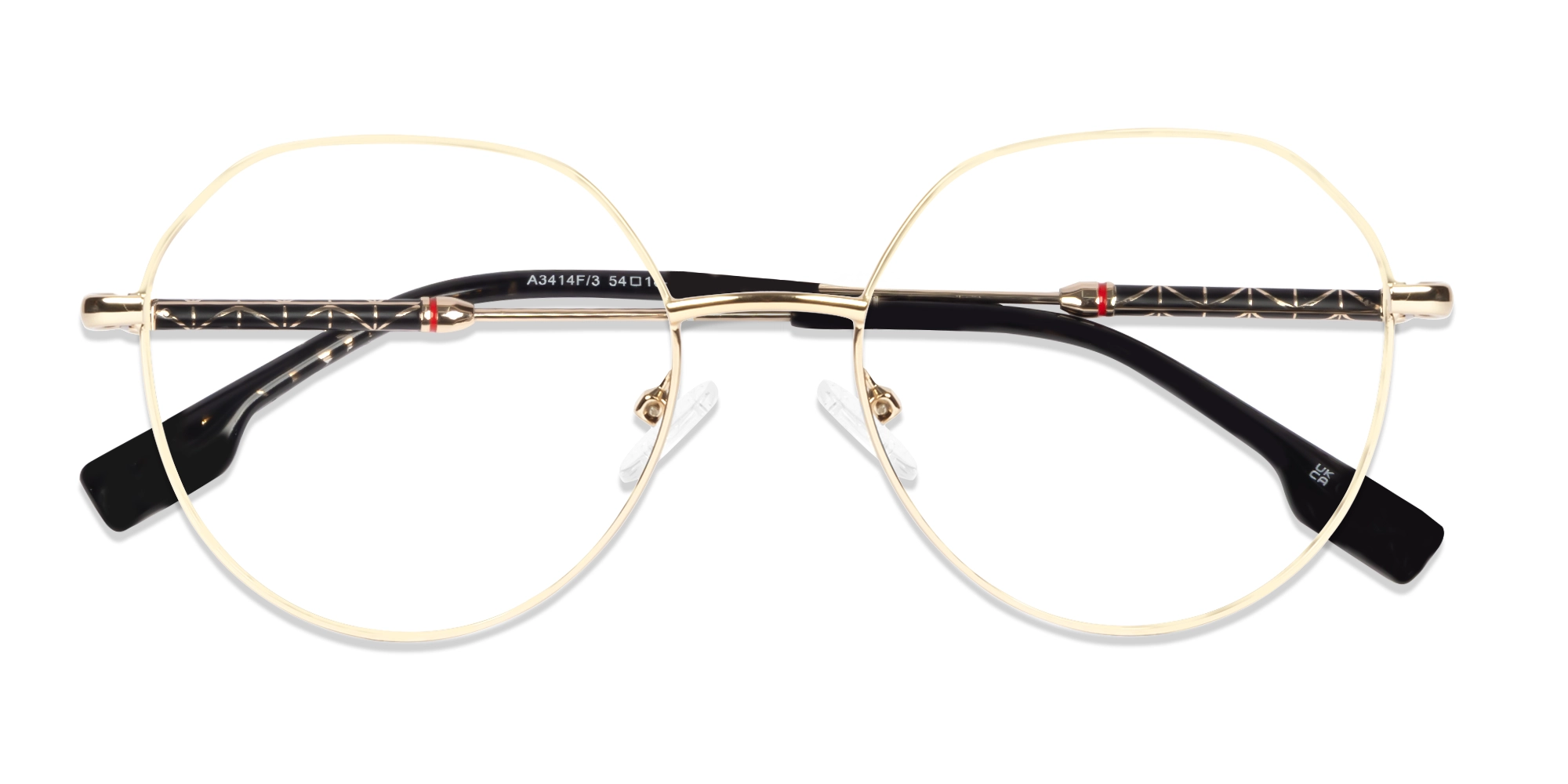 Champagne Gold Round Geometric Glasses-6