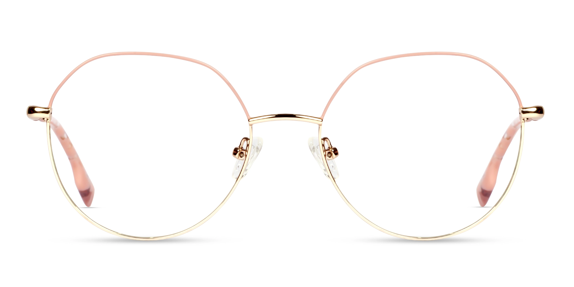 Tea Rose & Gold Round Geometric Fullrim Glasses-1