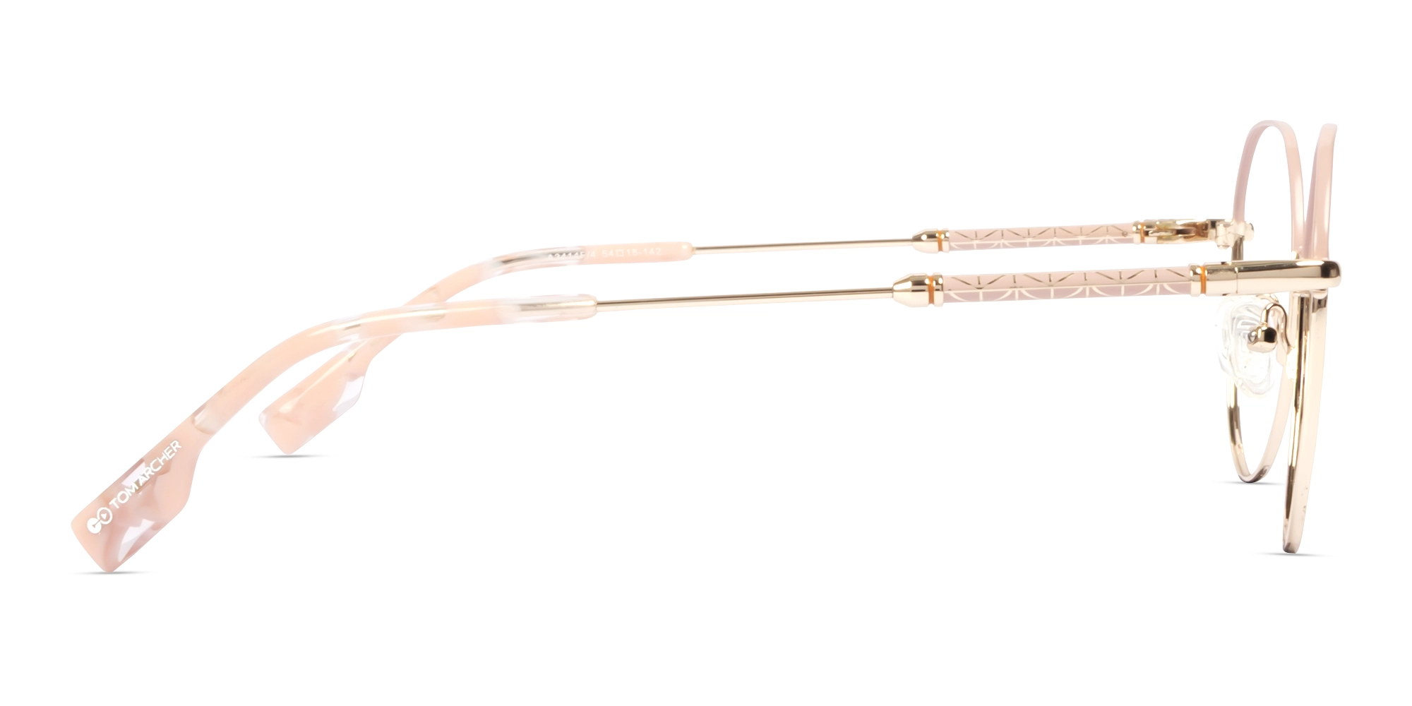 Tea Rose & Gold Round Geometric Fullrim Glasses-4