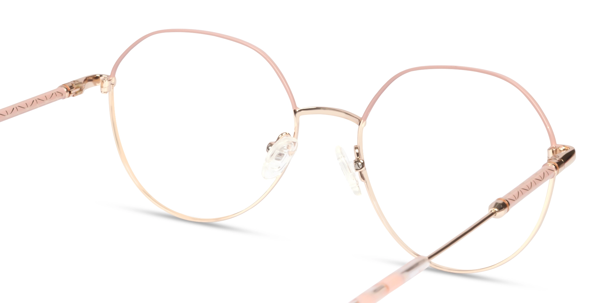 Tea Rose & Gold Round Geometric Fullrim Glasses-5