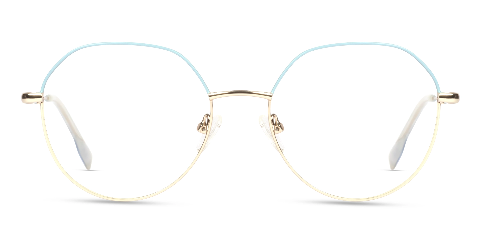 Powder Blue & Champagne Gold Round Glasses-1