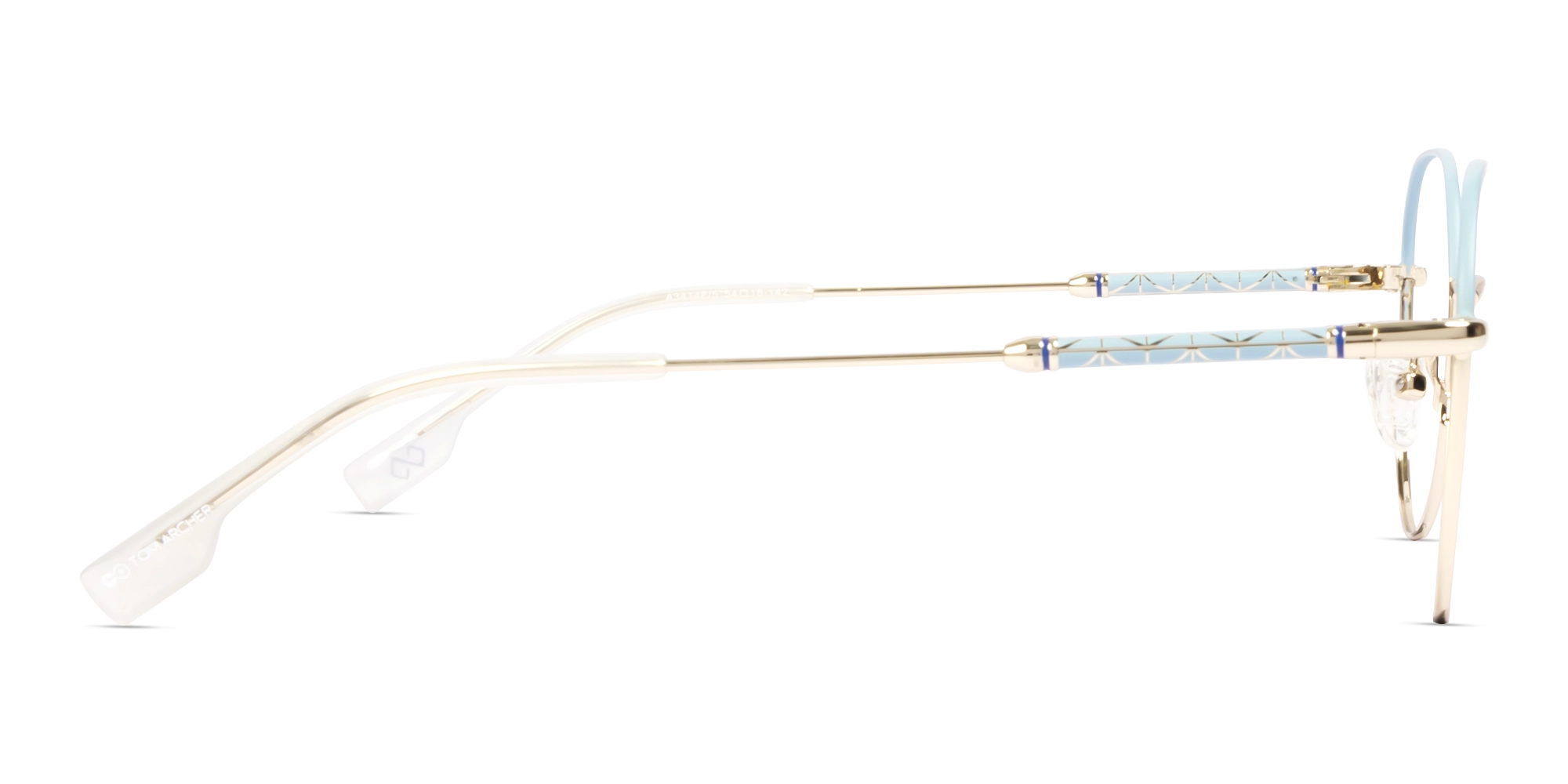 Powder Blue & Champagne Gold Round Glasses-4