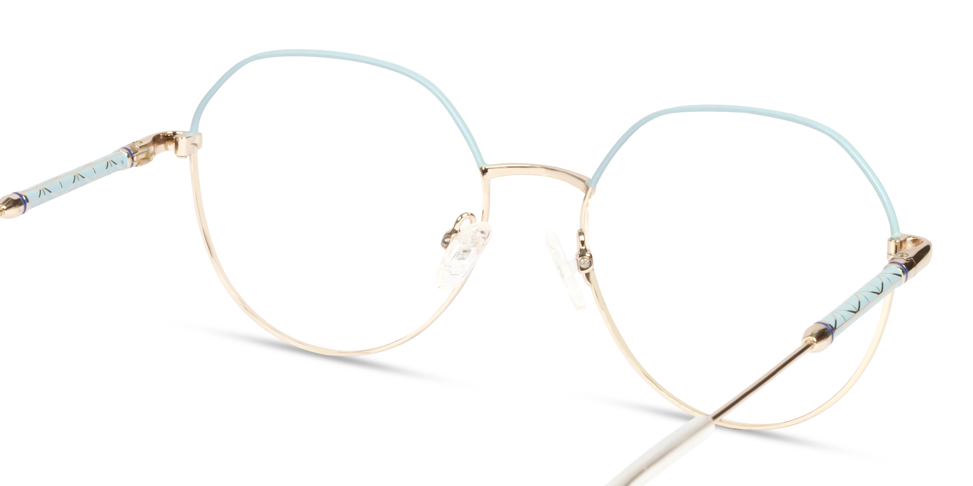 Powder Blue & Champagne Gold Round Glasses-5
