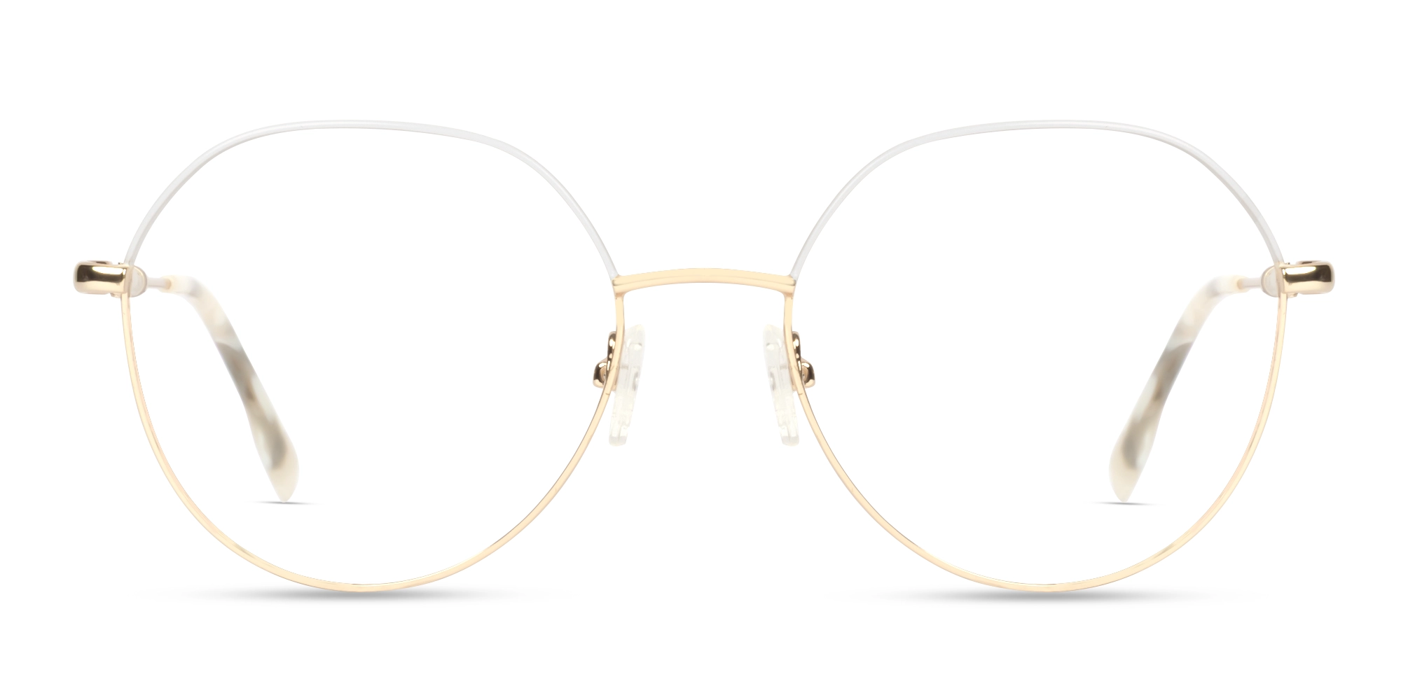 Champagne Gold & Bone White Round Glasses-1