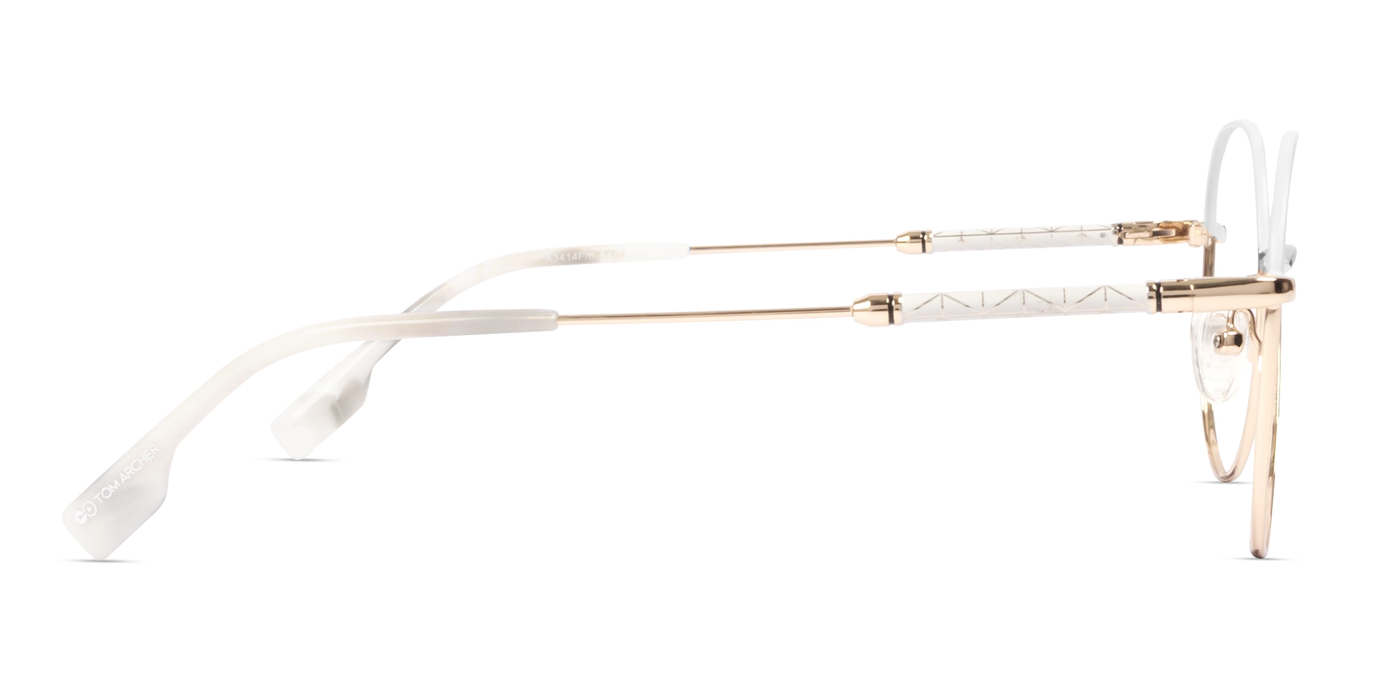 Champagne Gold & Bone White Round Glasses-4