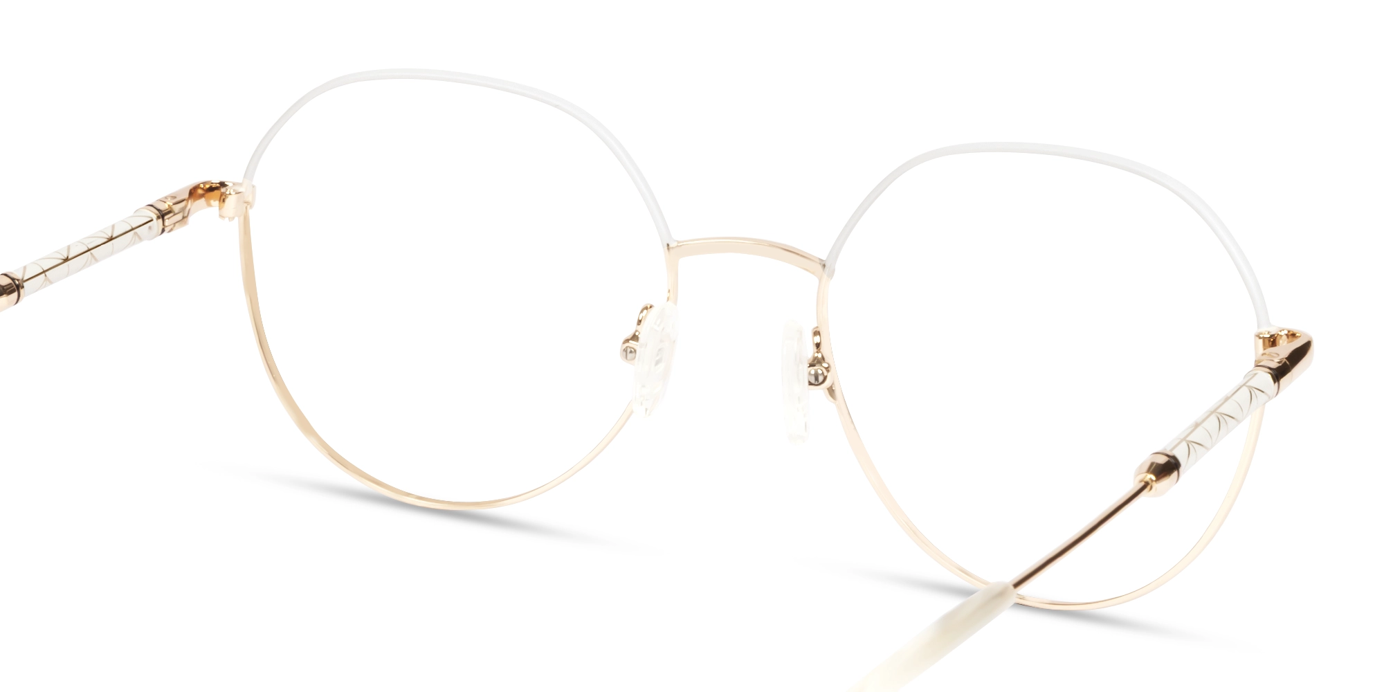 Champagne Gold & Bone White Round Glasses-5