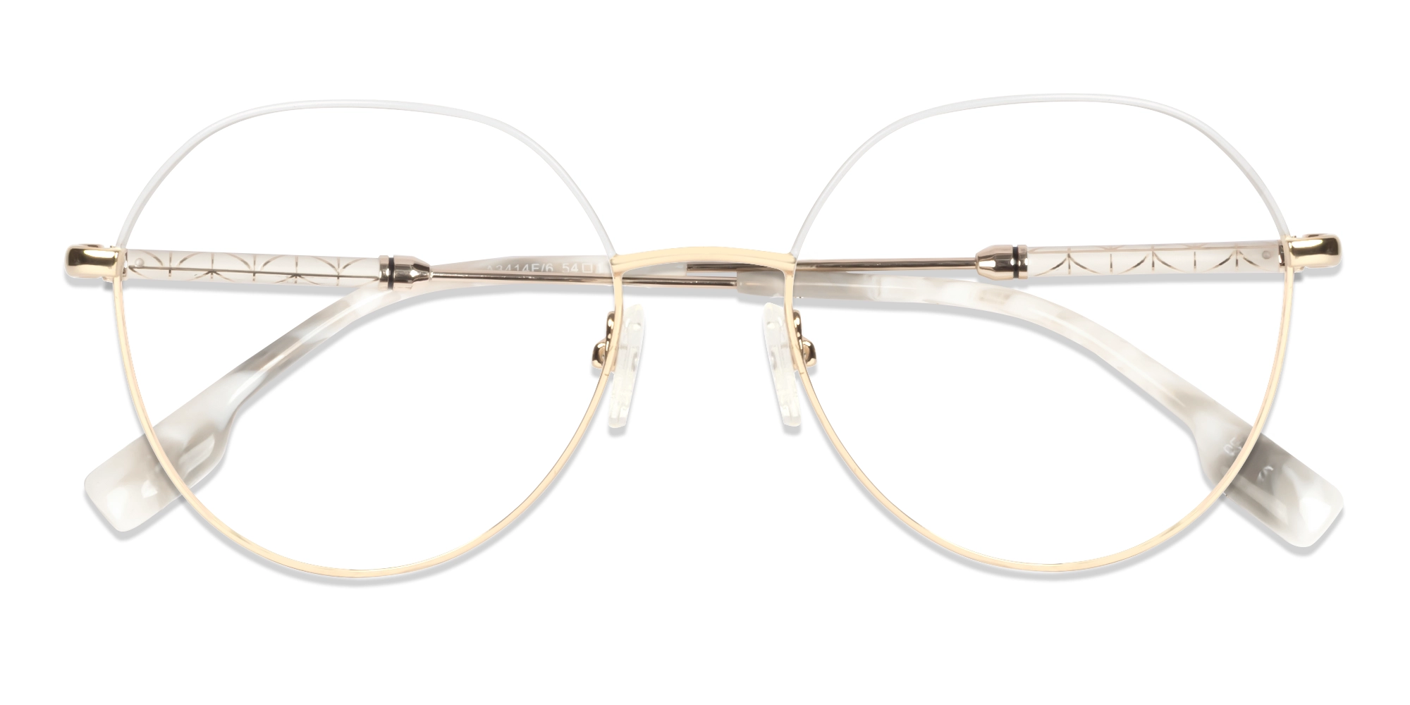 Champagne Gold & Bone White Round Glasses-6
