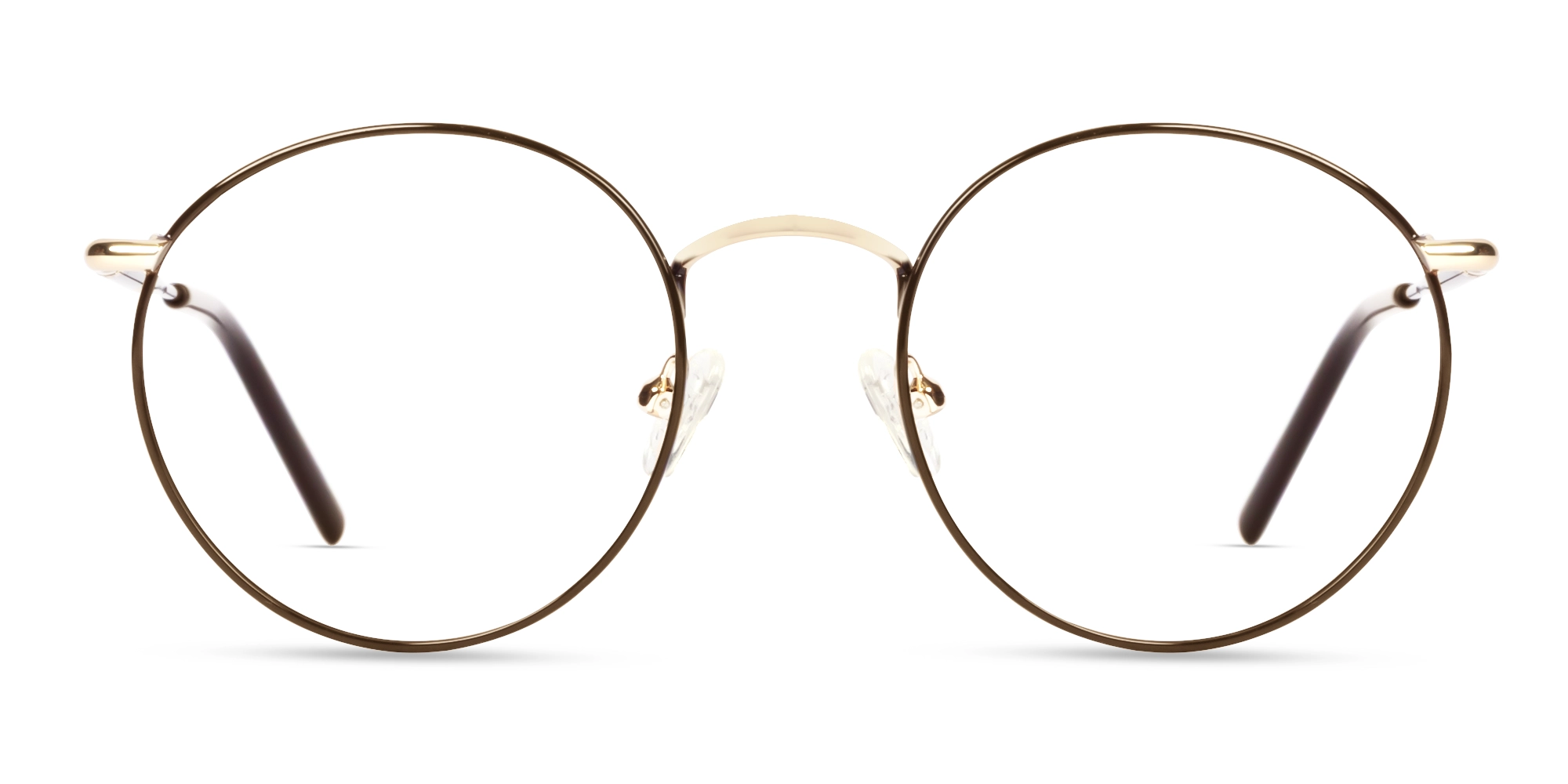 Chocolate Brown Round Metal Fullrim Glasses-1