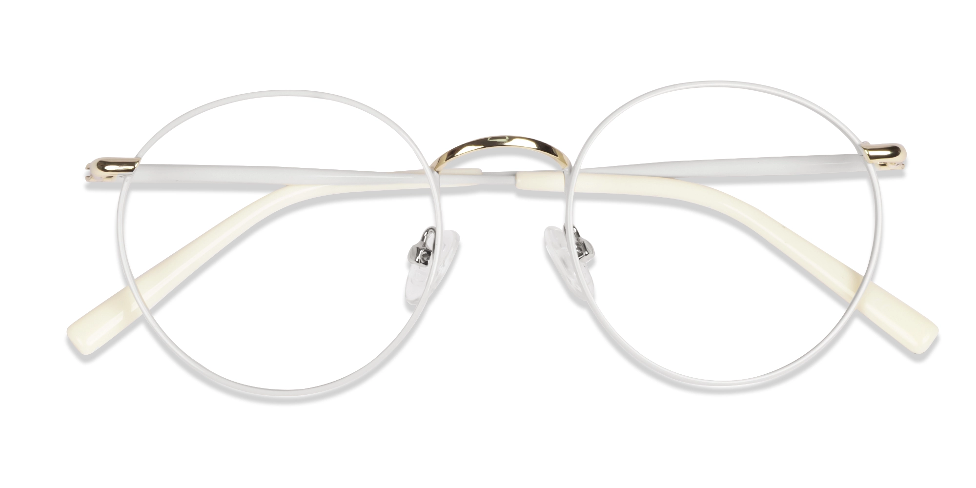 White Round Metal Fullrim Glasses-5
