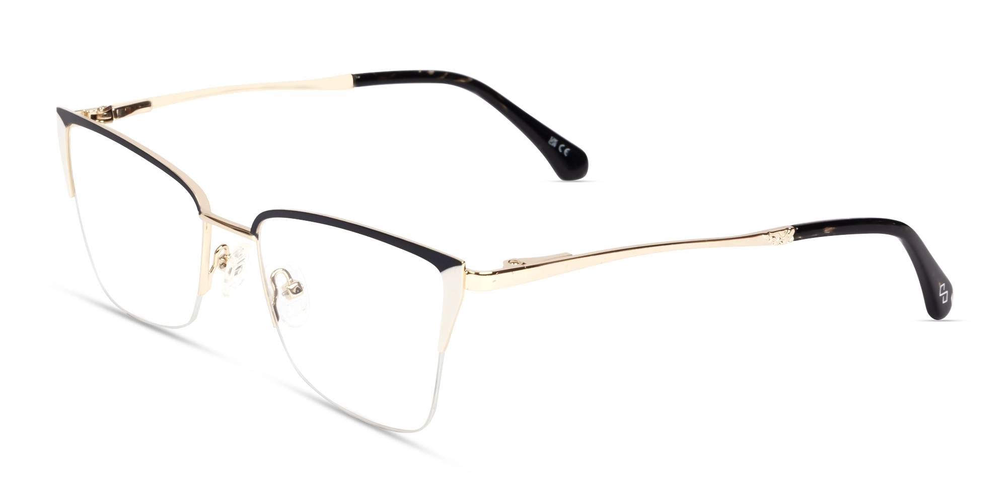 Metal Black Halfrim Cateye Glasses