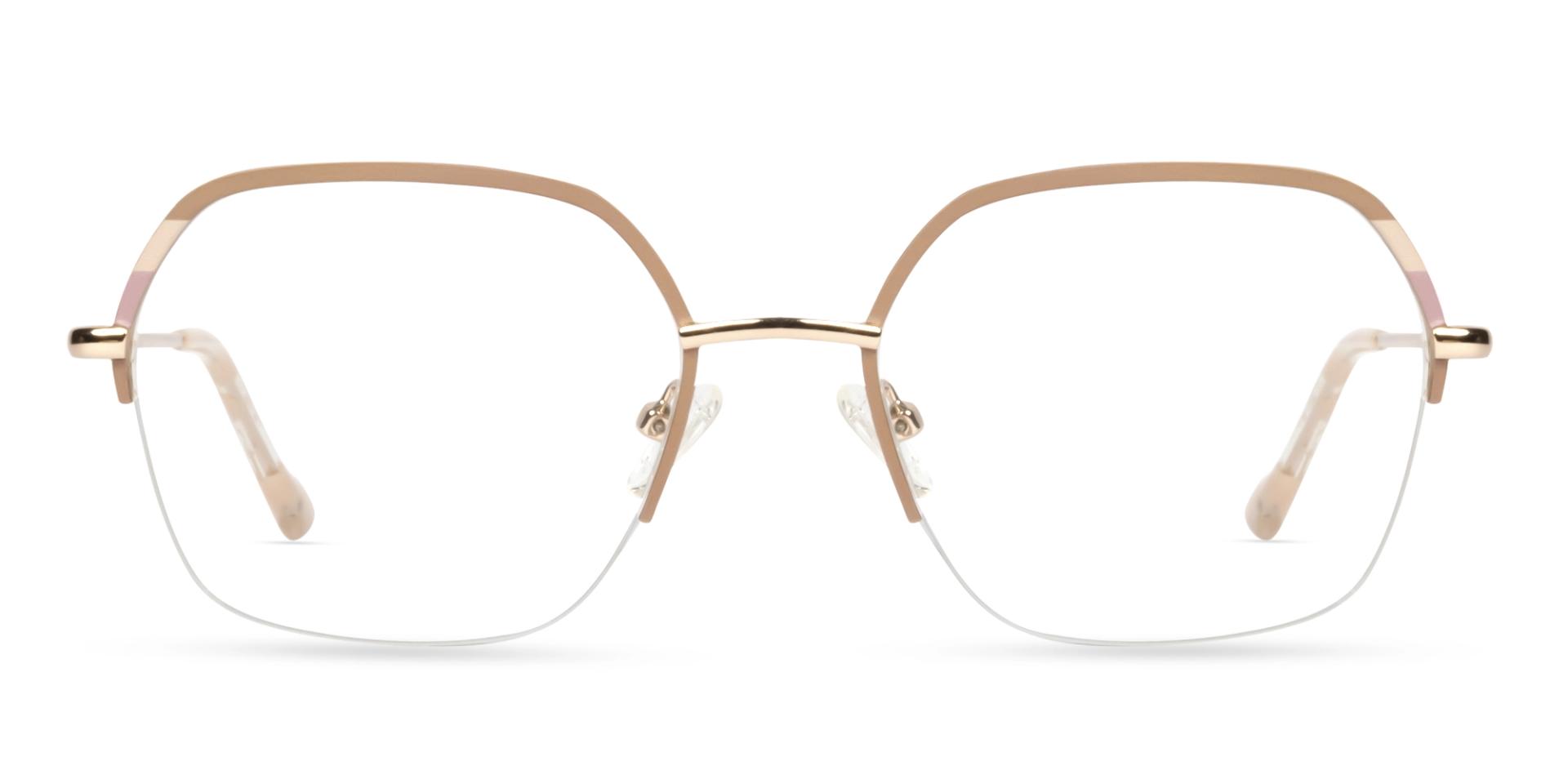 Nougat Brown Geometric Half-rim Glasses Nougat Brown Geometric Half-rim Glasses
