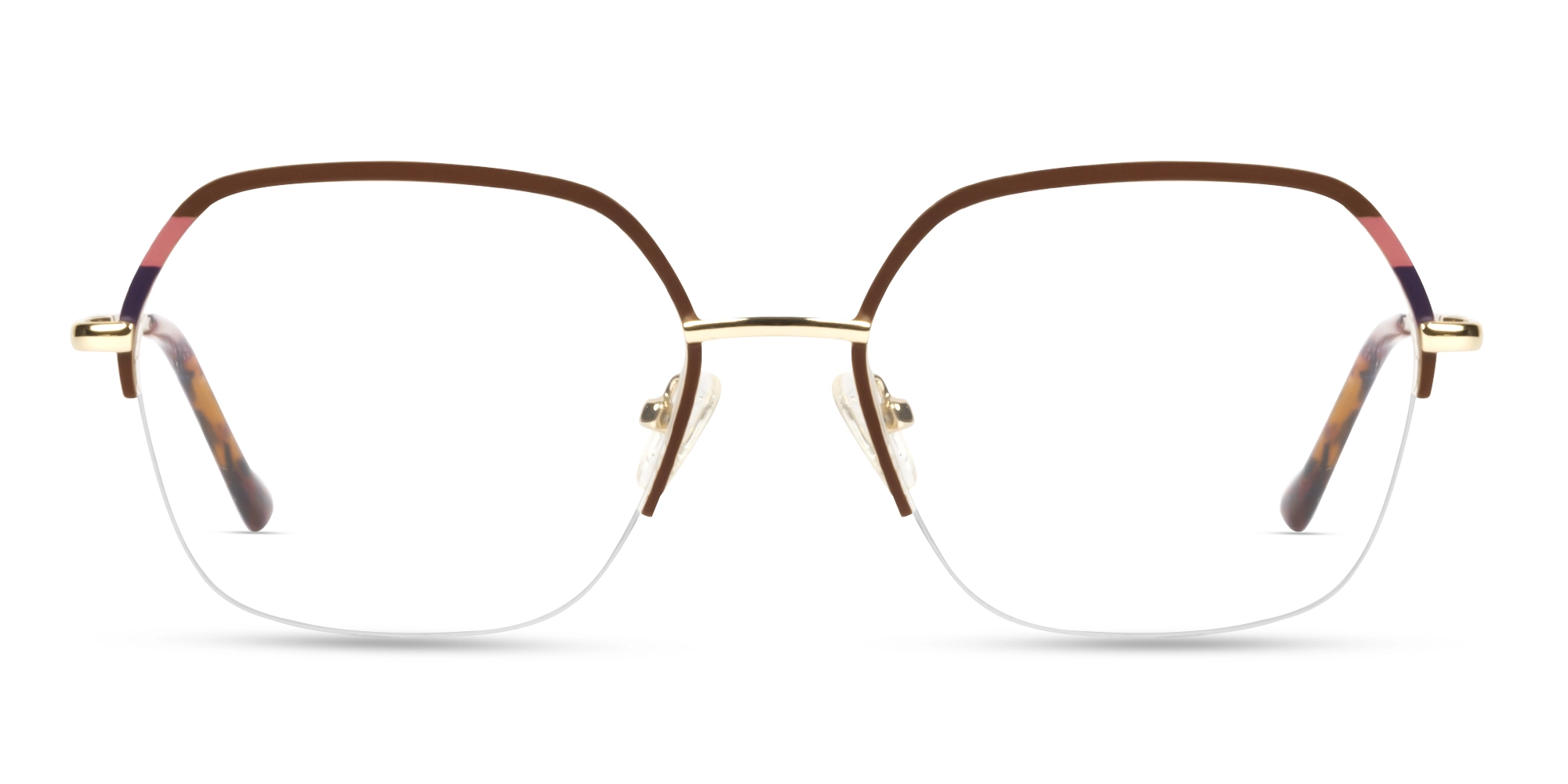 Dark Brown Geometric Glasses With Nose Pad