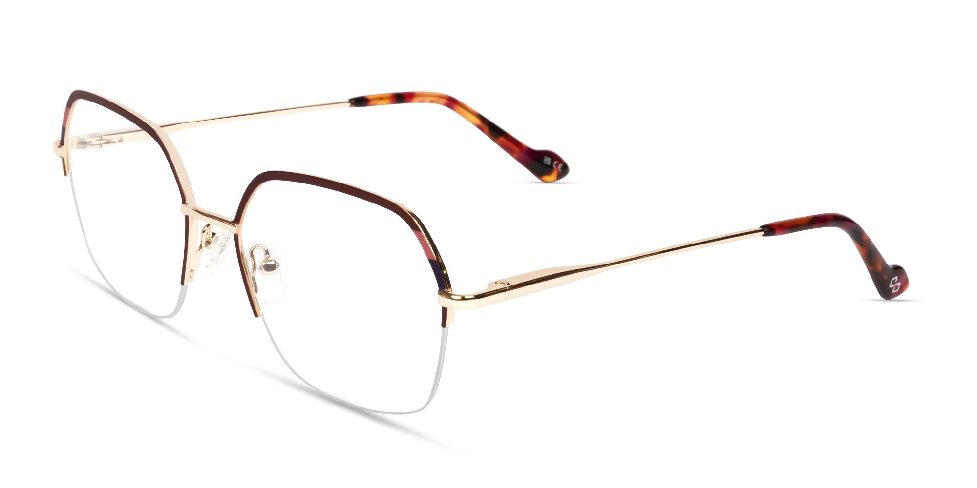 Dark Brown Geometric Glasses With Nose Pad
