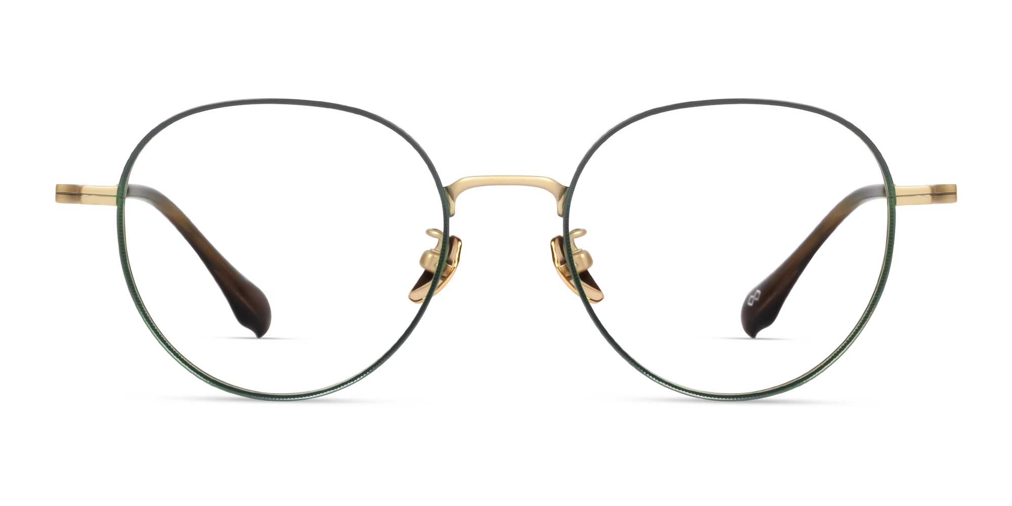 Matte Green Oval Round Metal Glasses-1
