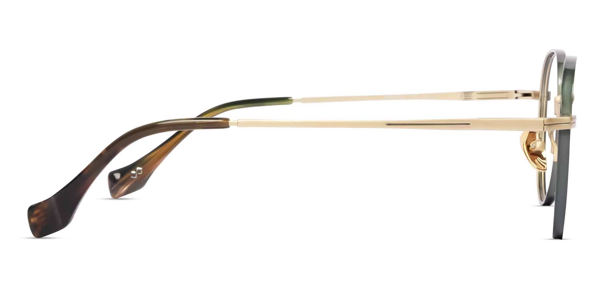 Matte Green Oval Round Metal Glasses-4